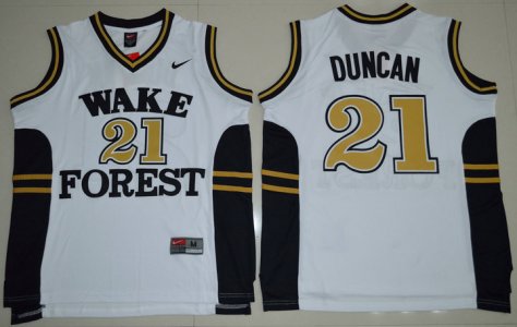 Maillot De Basket NCAA Wake Forest Demon Deacons Tim Duncan 21 College Basketball Blanc